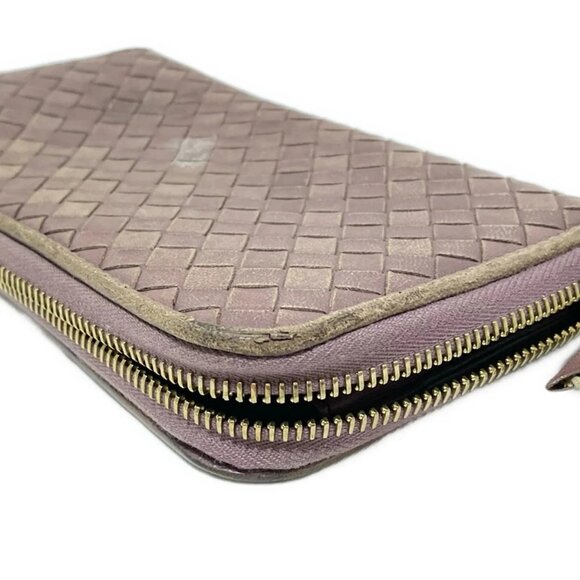 Auth BOTTEGA VENETA Zip Around Wallet, Intrecciato 114076 Light Purple Leather - Picture 11 of 13